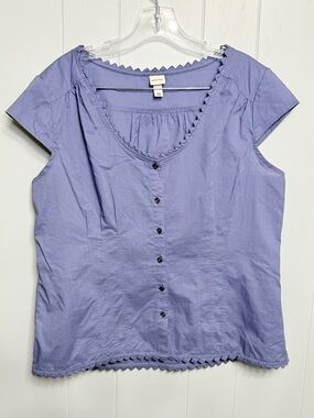 #5)  Merona Lavender Short Sleeve Button-Up Cotton Blouse